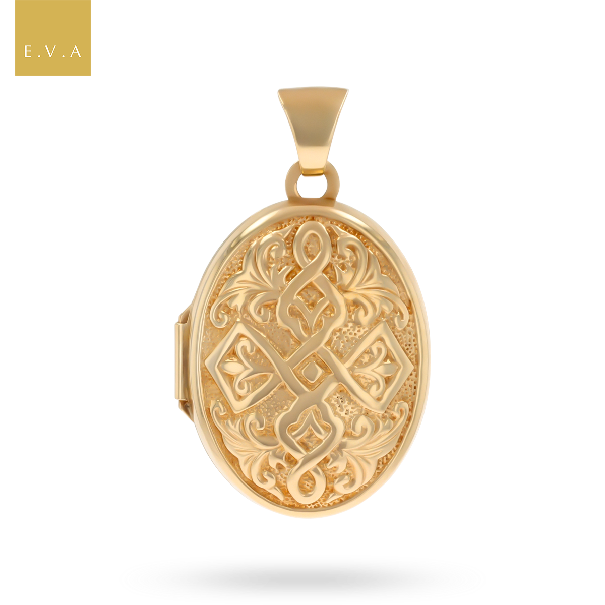 9ct Yellow Gold Oval Shaped Celtic Pattern Locket