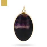 9ct Yellow Gold Oval Shaped Blue John Fluorite Double Sided Pendant