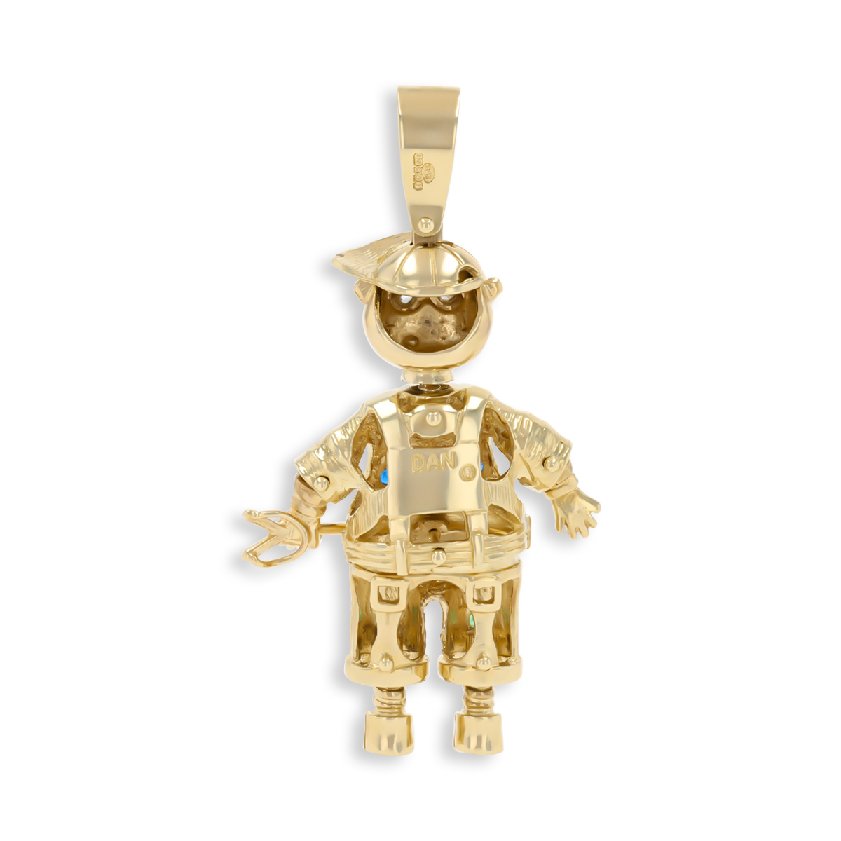 9ct Yellow Gold Boy Moveable Cubic Zirconia Set Pendant