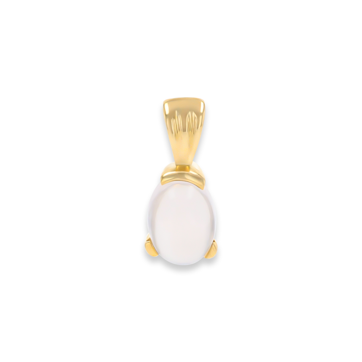 9ct Yellow Gold Oval Shaped Rock Crystal Quartz Pendant