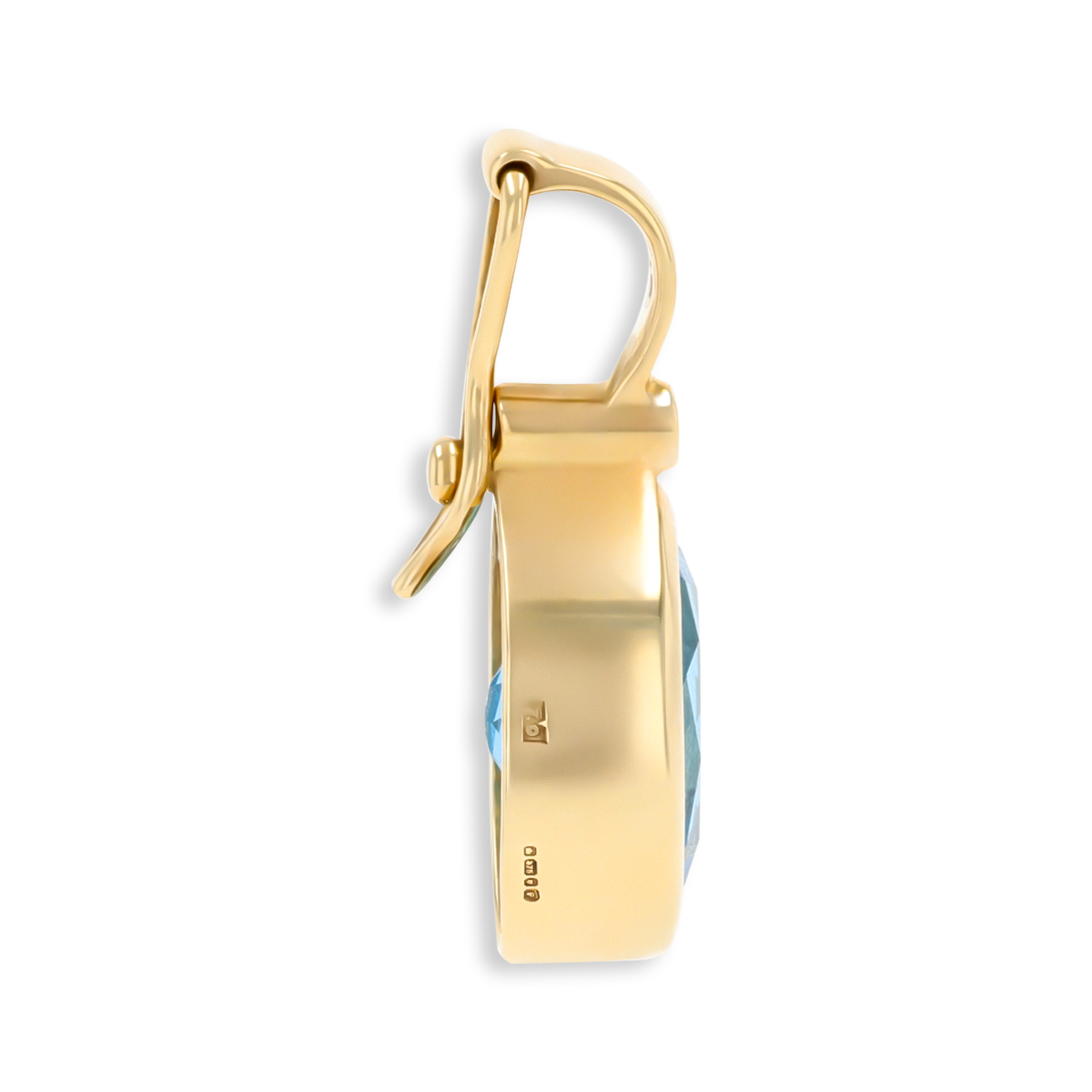 9ct Yellow Gold Oval Shaped Swiss Blue Topaz & Diamond Bezel Set Pendant