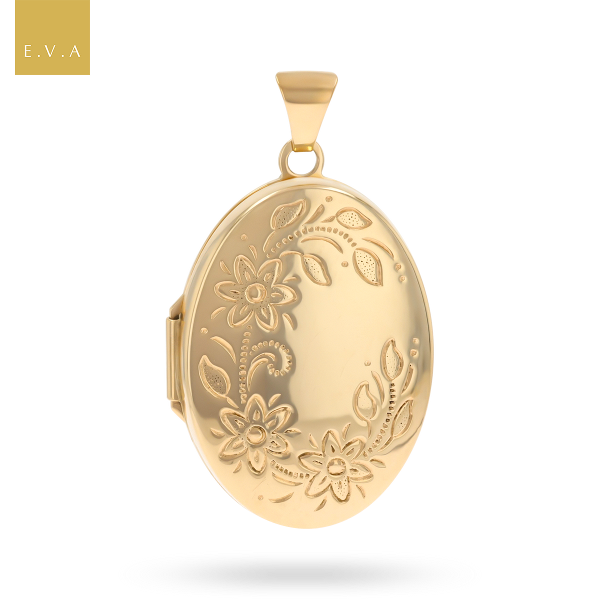 9ct Yellow Gold Oval Shaped Floral Locket