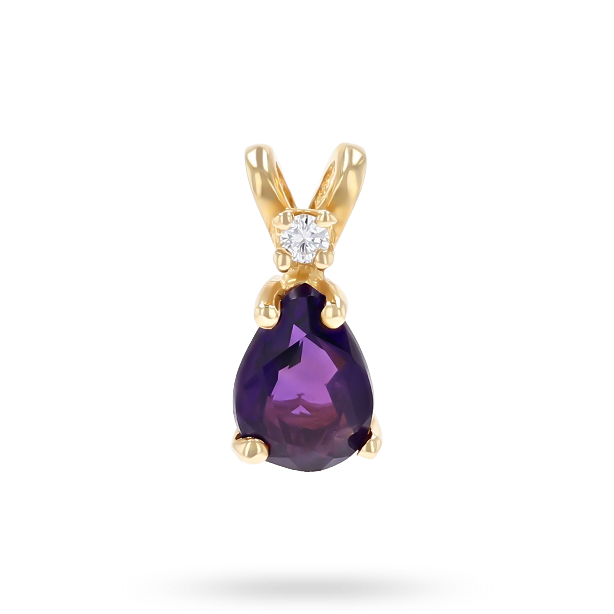 9ct Yellow Gold Amethyst & Diamond Set Pendant