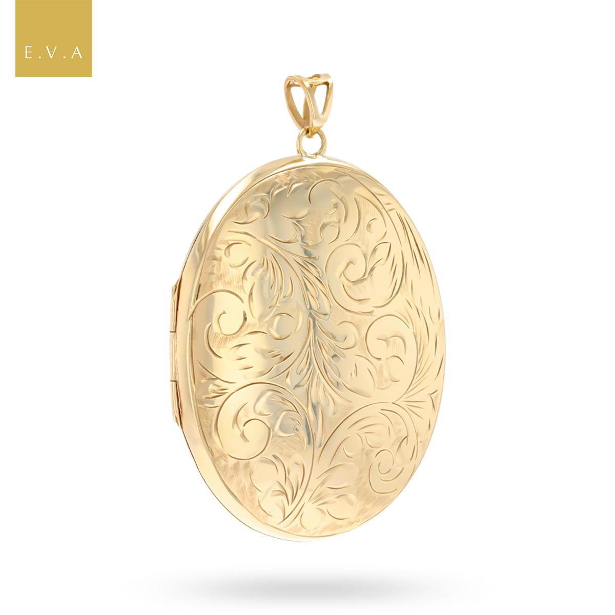 9ct Yellow Gold Extra Large Oval Foliate Scroll Locket