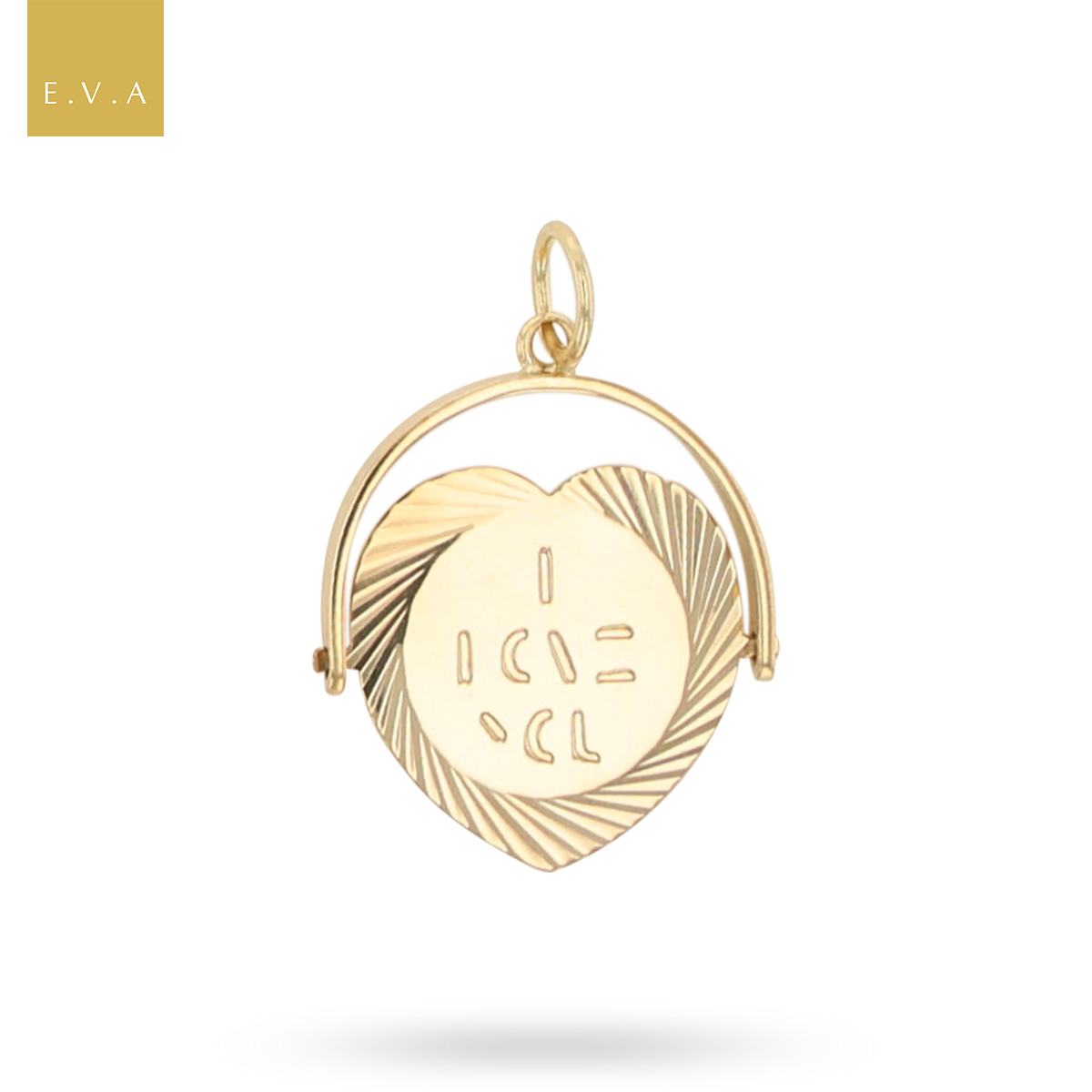 9ct Yellow Gold Heart Shaped I Love You Spinner Pendant By Georg Jensen