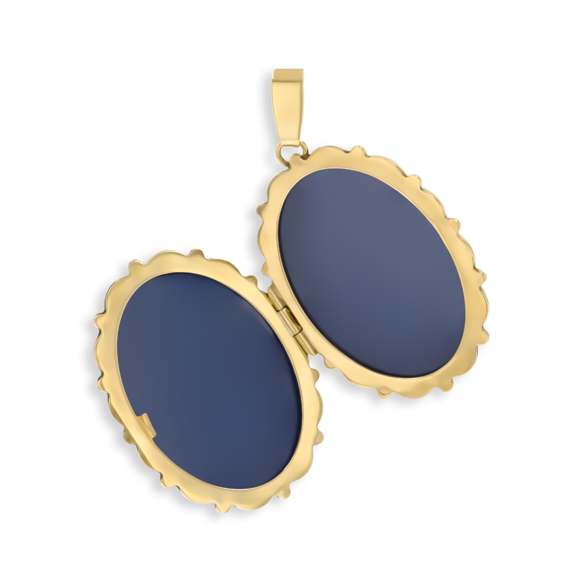 9ct Yellow Gold Large Oval Engraved Scroll Scalloped Edge Locket