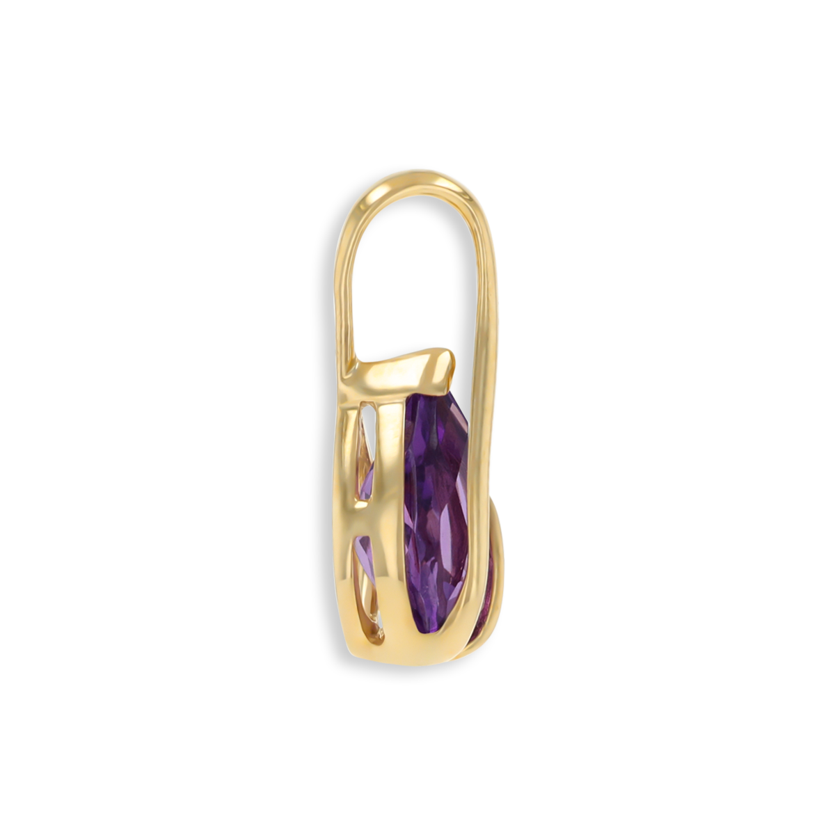 9ct Yellow Gold Pear Shaped Amethyst Coiled Pendant