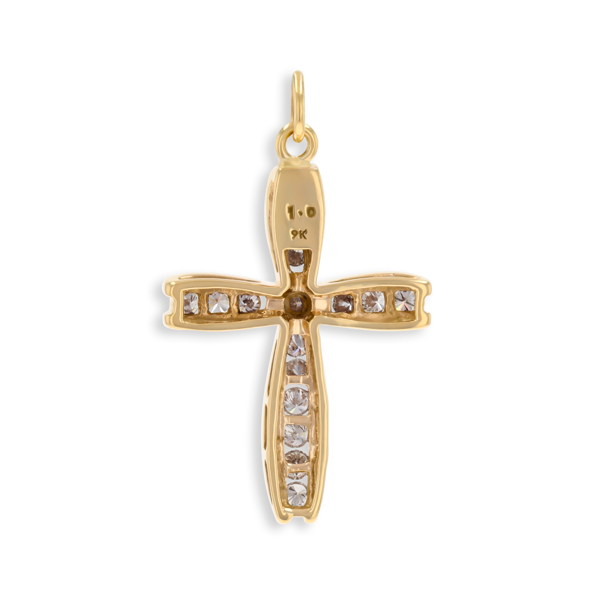 9ct Yellow Gold 1.00ctw Diamond Set Cross Pendant