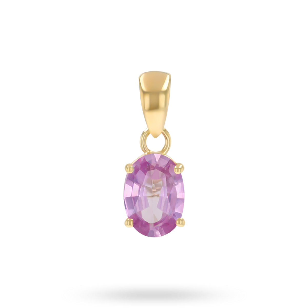 9ct Yellow Gold Oval Shaped Pink Sapphire Claw Set Pendant