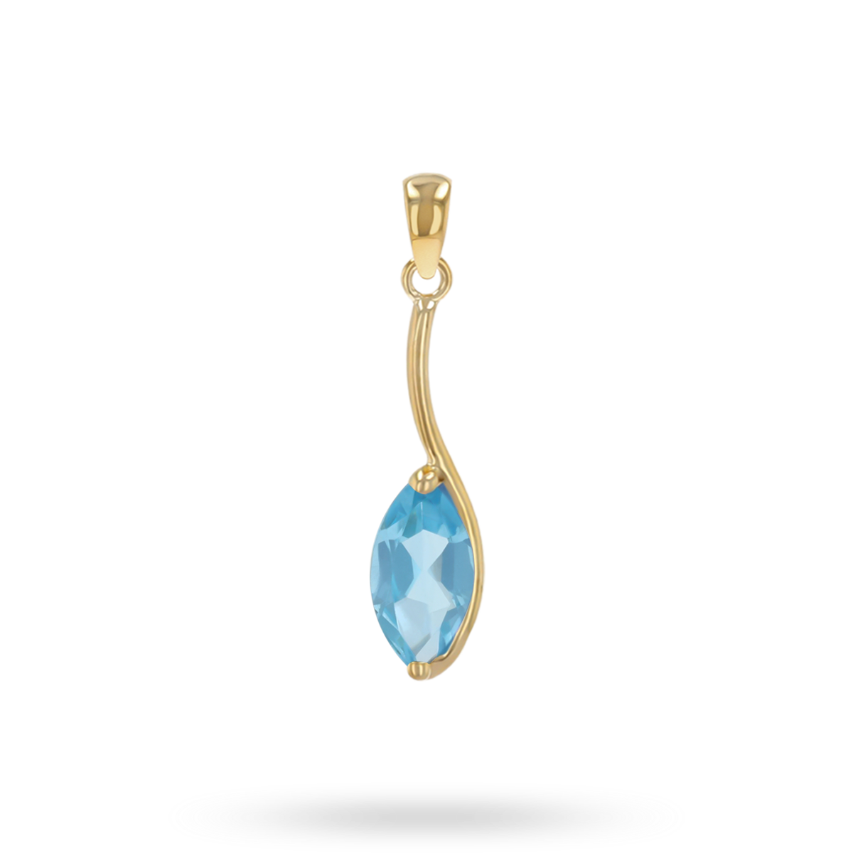 9ct Yellow Gold Marquise Shaped Blue Topaz Pendant