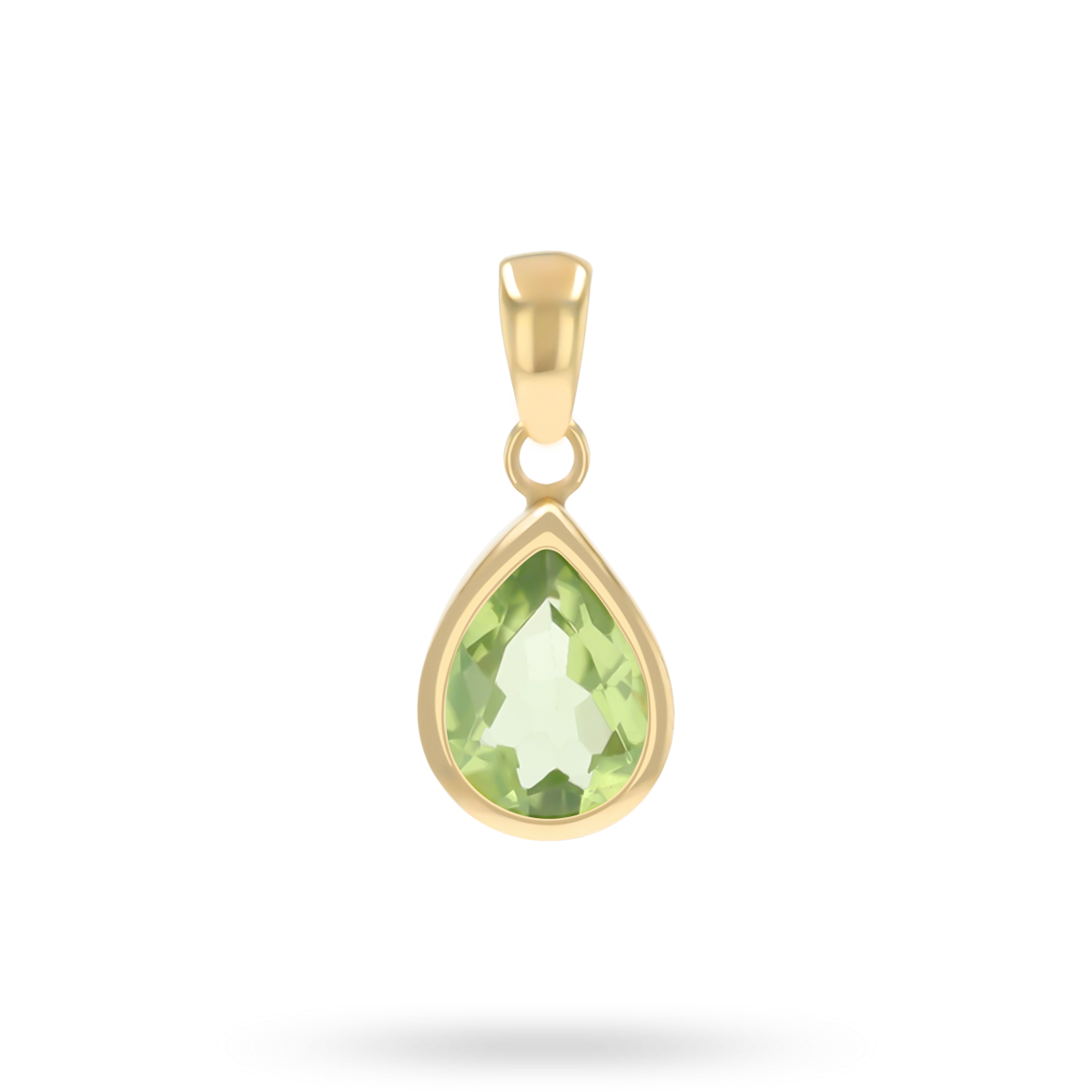 9ct Yellow Gold Pear Shaped Peridot Bezel Set Pendant