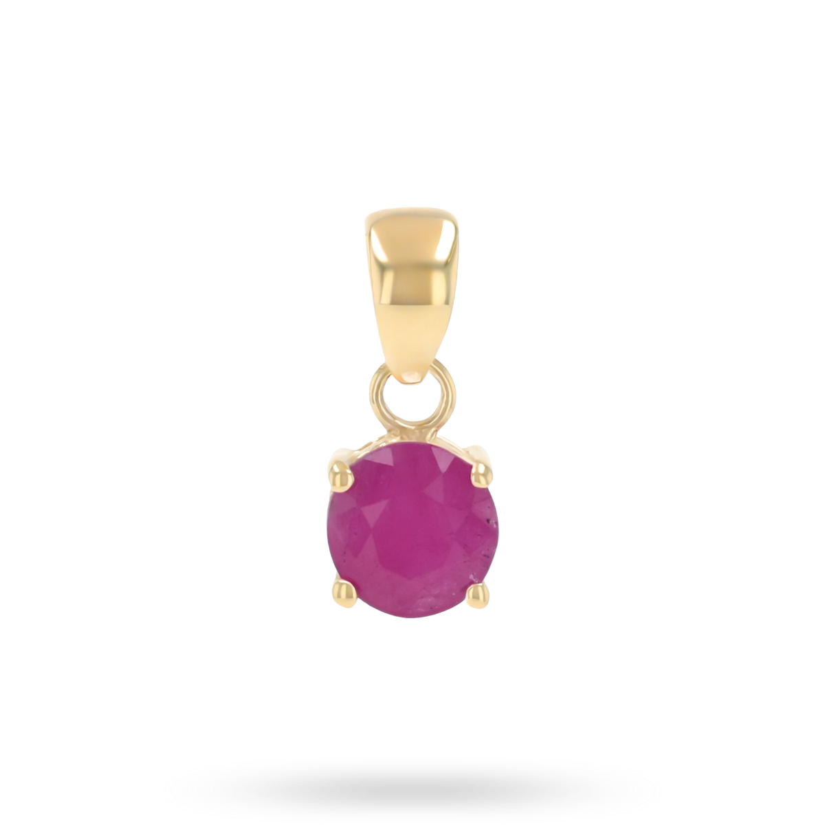 9ct Yellow Gold Round Shaped Ruby Claw Set Pendant