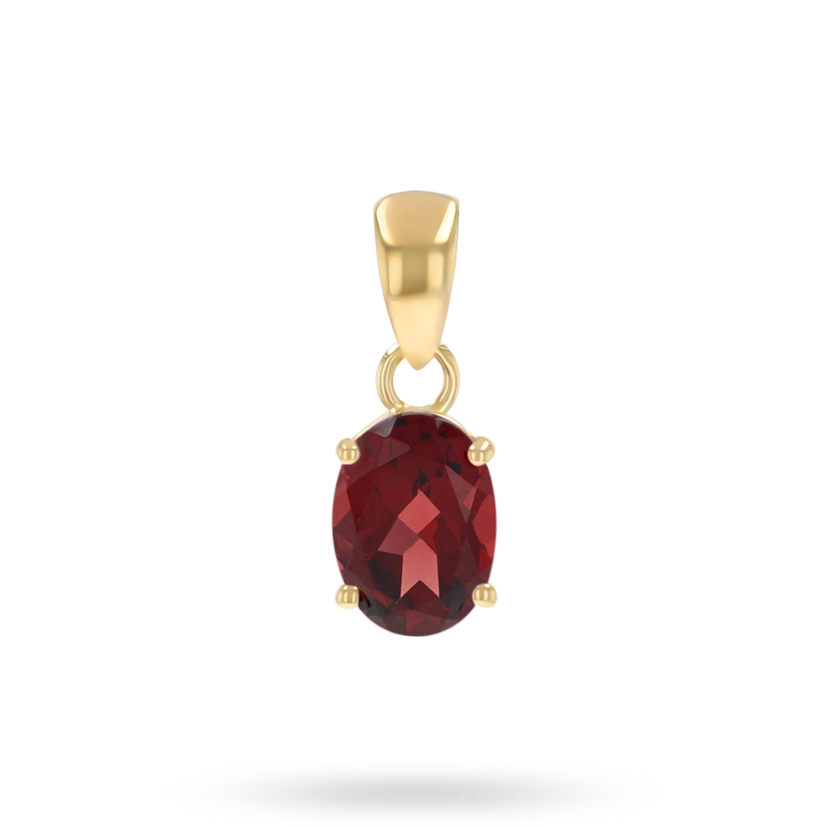 9ct Yellow Gold Oval Shaped Garnet Claw Set Pendant