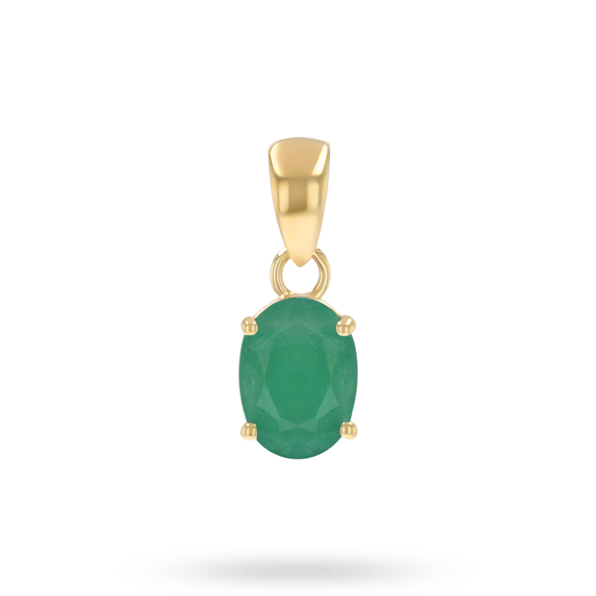 9ct Yellow Gold Oval Shaped Emerald Claw Set Pendant