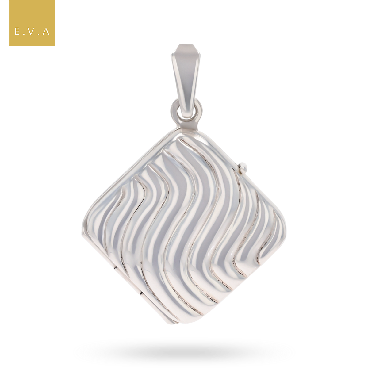 Sterling Silver Rhombus Shaped Wave Locket
