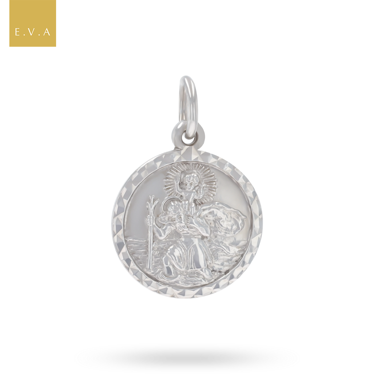 Sterling Silver 13mm Diamond Cut St Christopher Pendant By Georg Jensen