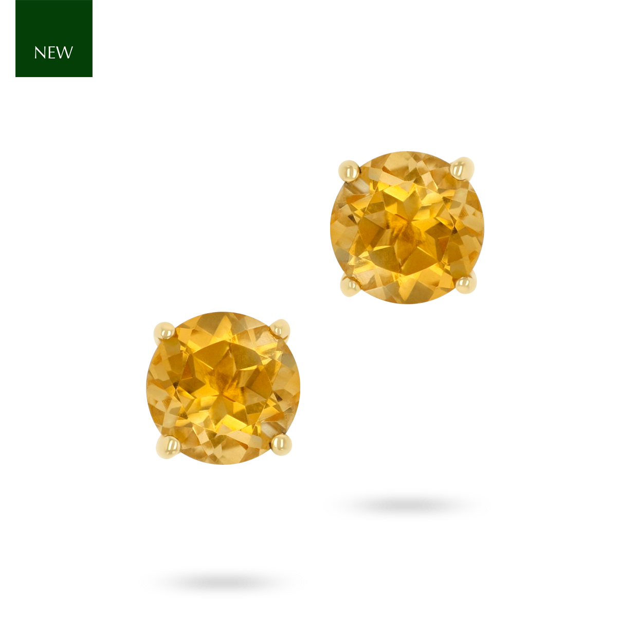 9ct Yellow Gold Round Shaped Citrine Claw Set Stud Earrings