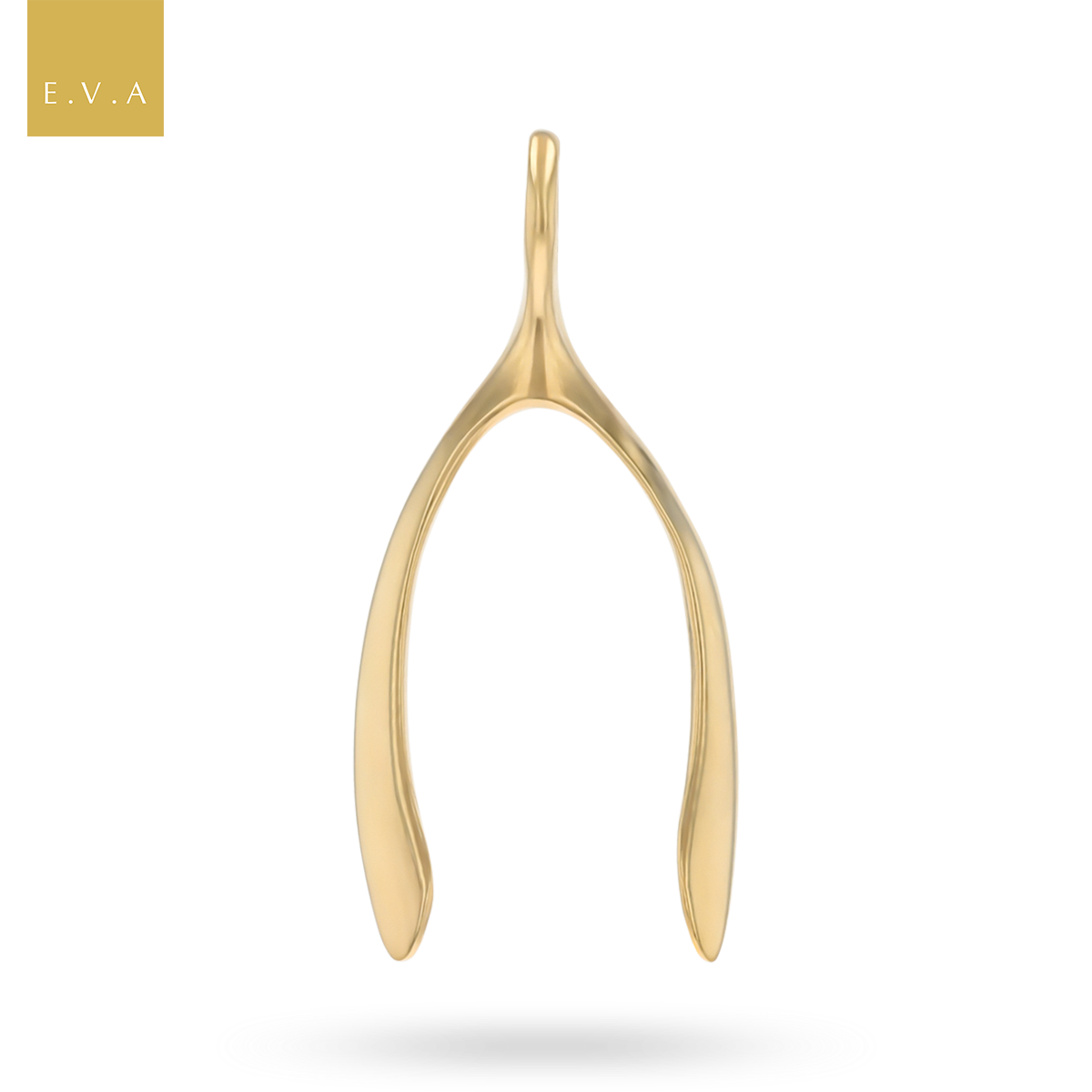 9ct Yellow Gold 38mm x 17mm Wishbone Pendant