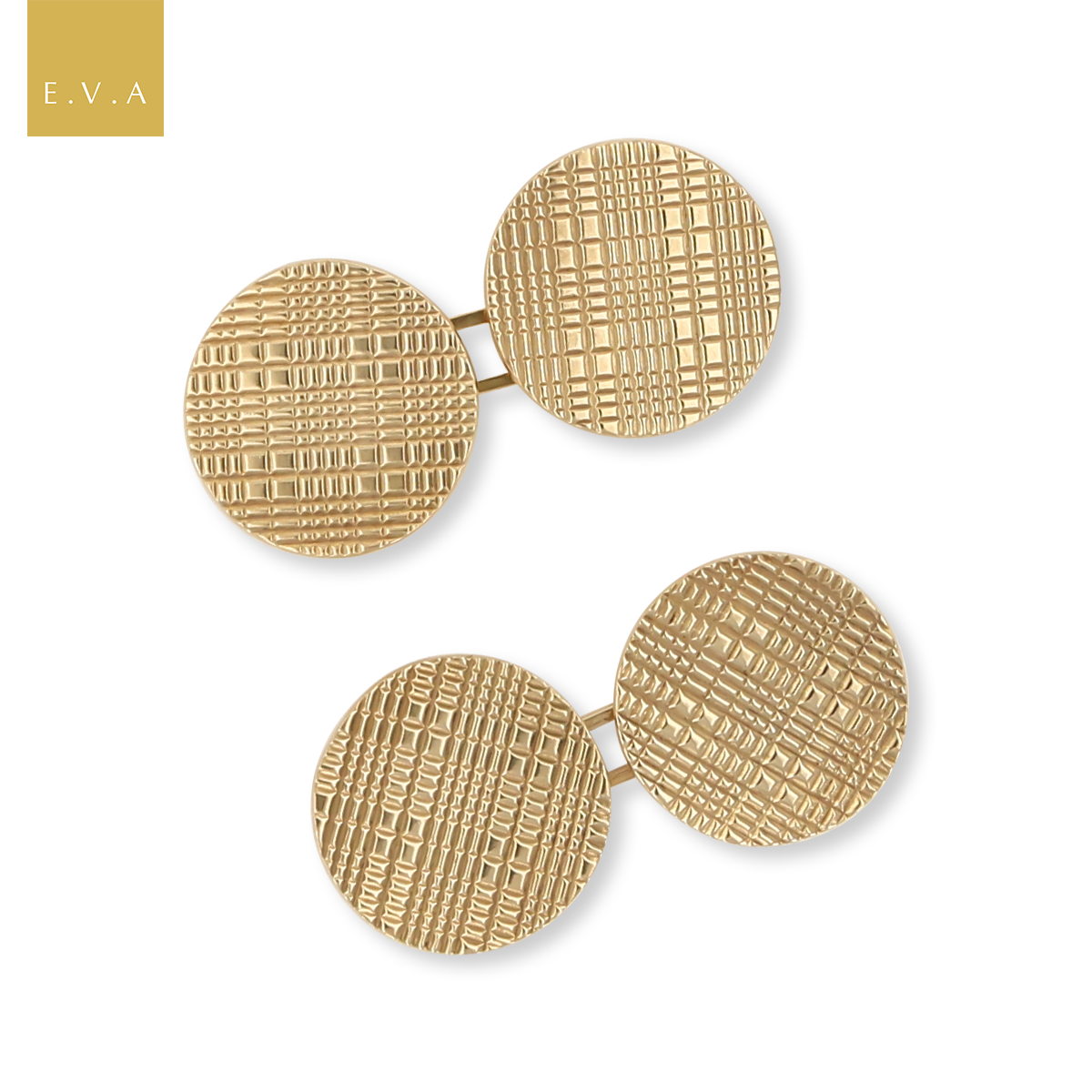 9ct Yellow Gold Tartan Diamond Cut Round Cufflinks