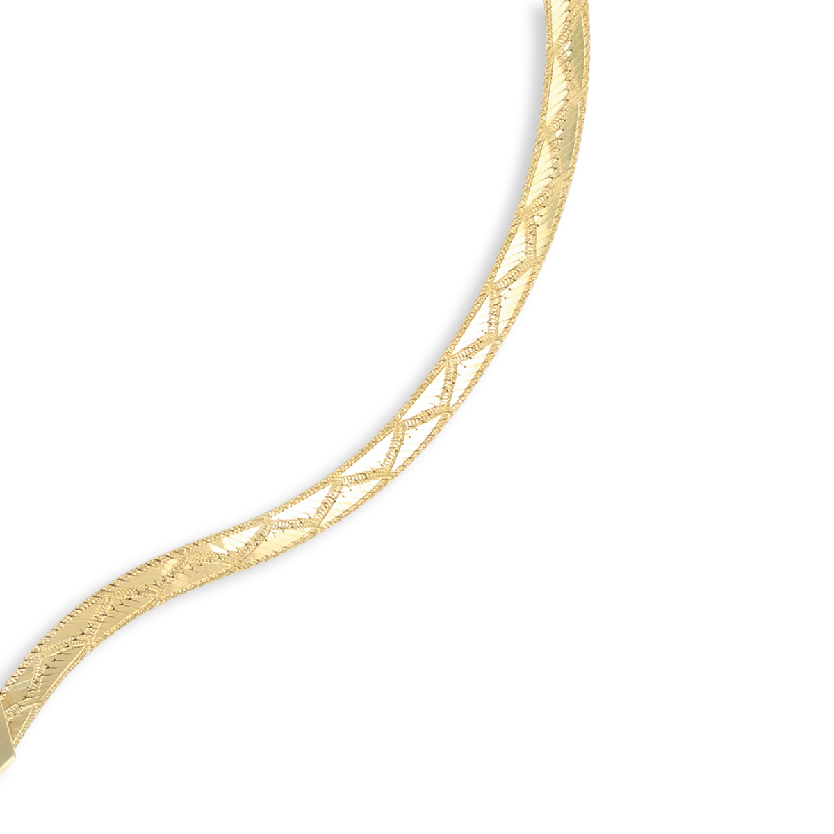 9ct Yellow Gold V-Shape Patterned Herringbone Collarette Necklace