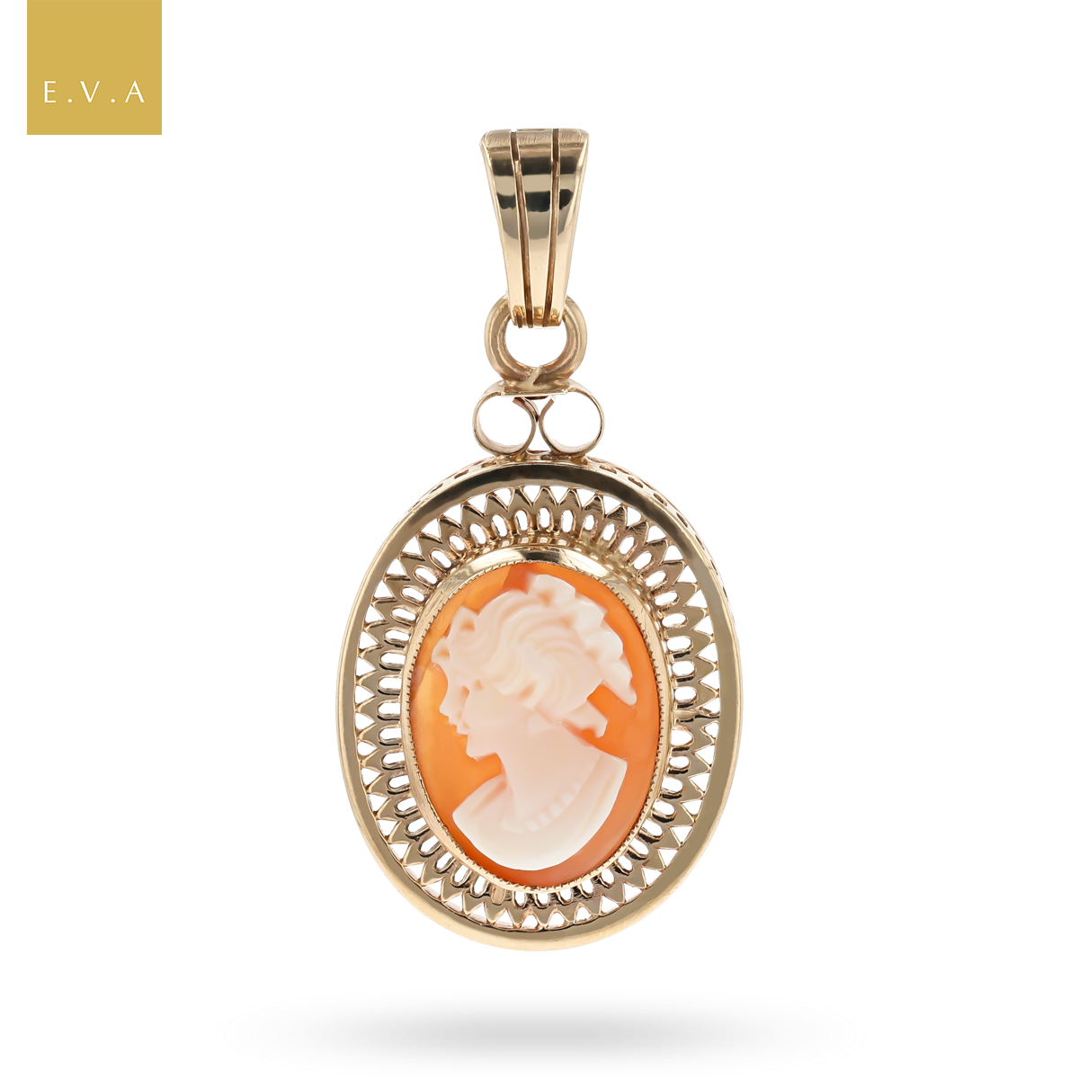 9ct Yellow Gold Oval Cameo Shell Pendant