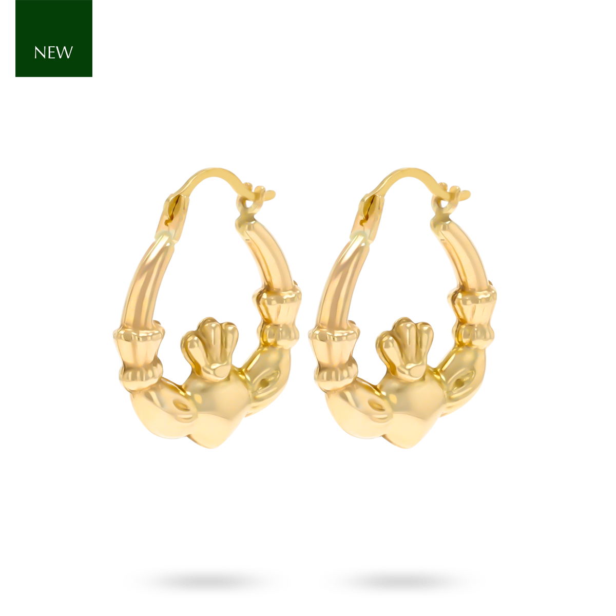 9ct Yellow Gold Micro Claddagh Creole Earrings