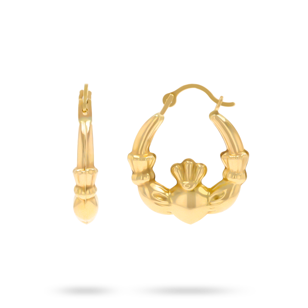 9ct Yellow Gold Micro Claddagh Creole Earrings