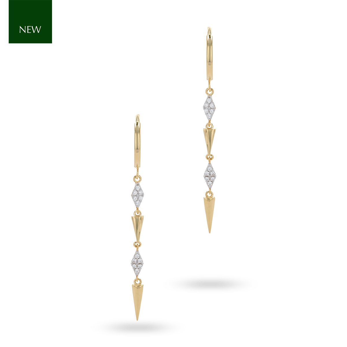 9ct Yellow Gold Cubic Zirconia Shard Drop Earrings