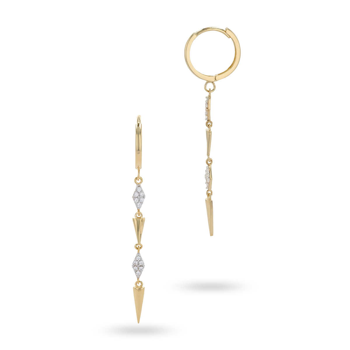 9ct Yellow Gold Cubic Zirconia Shard Drop Earrings