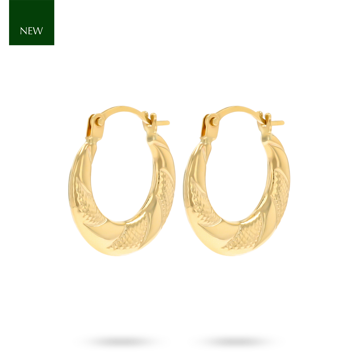 9ct Yellow Gold 8mm Diamond Cut Twisted Creole Earrings