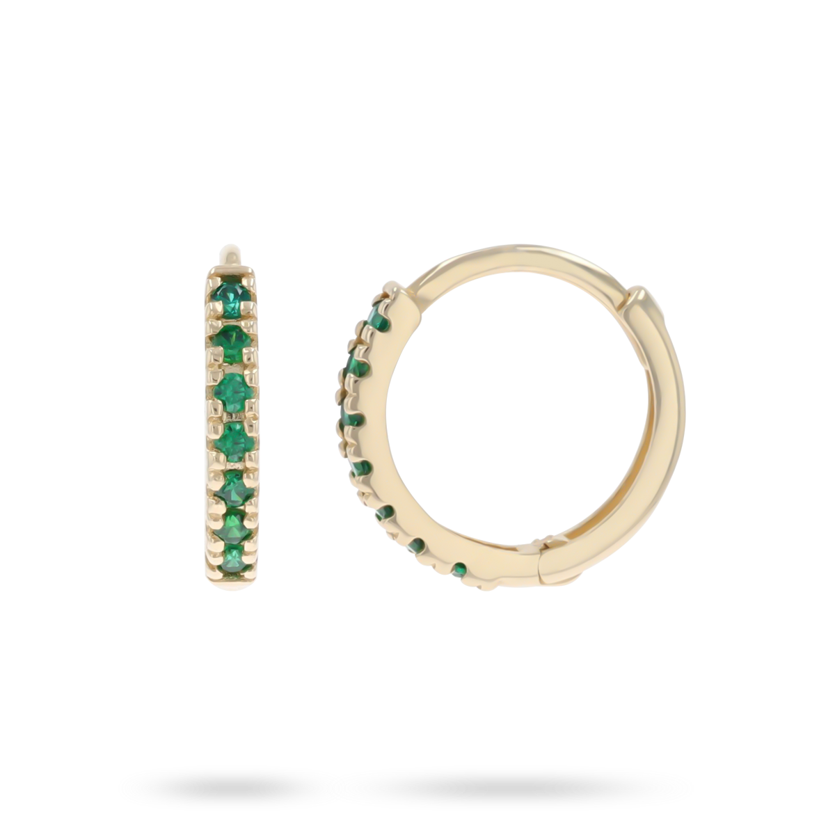 9ct Yellow Gold Green Cubic Zirconia Hinged Huggie Earrings