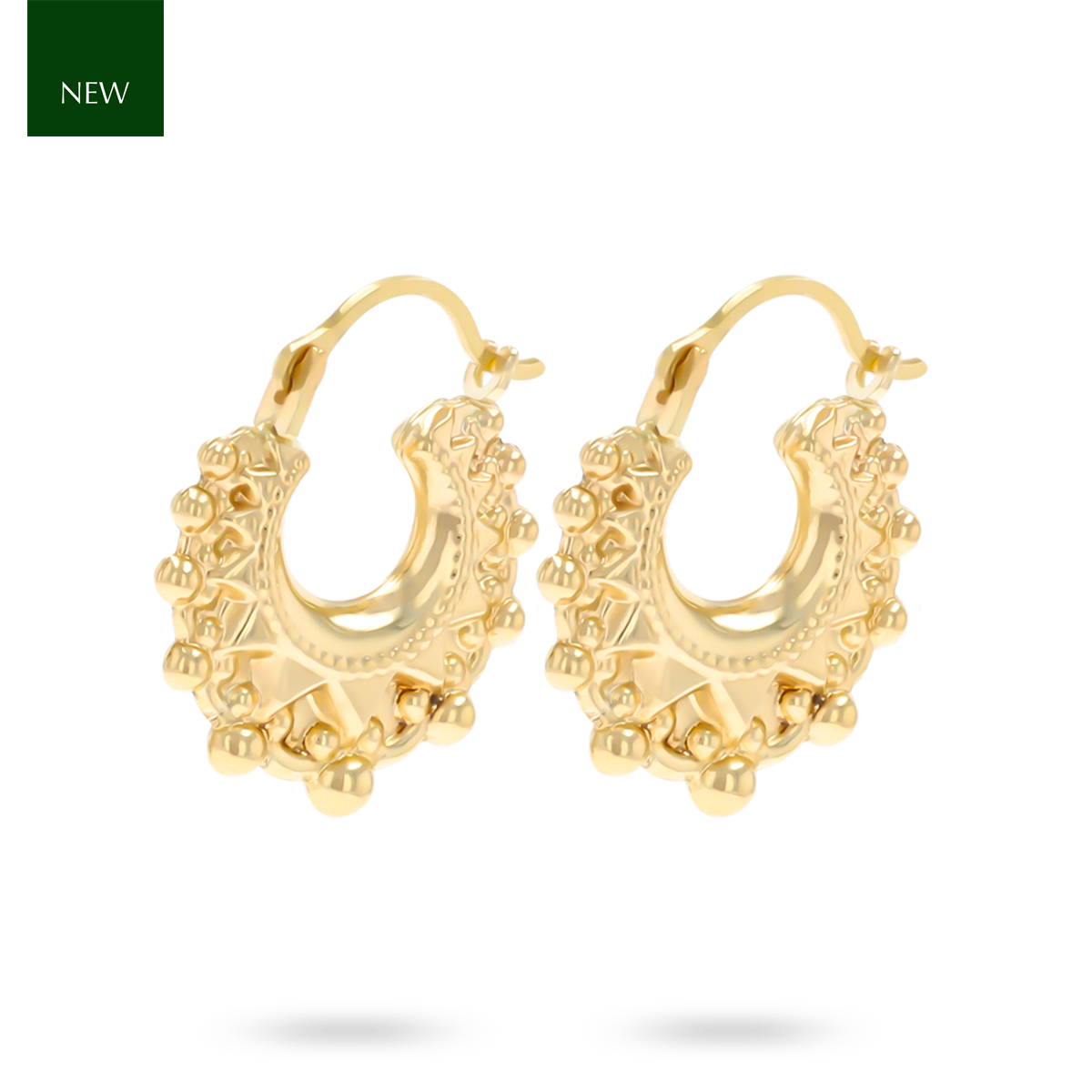 9ct Yellow Gold Micro Round Victorian Style Creole Earrings