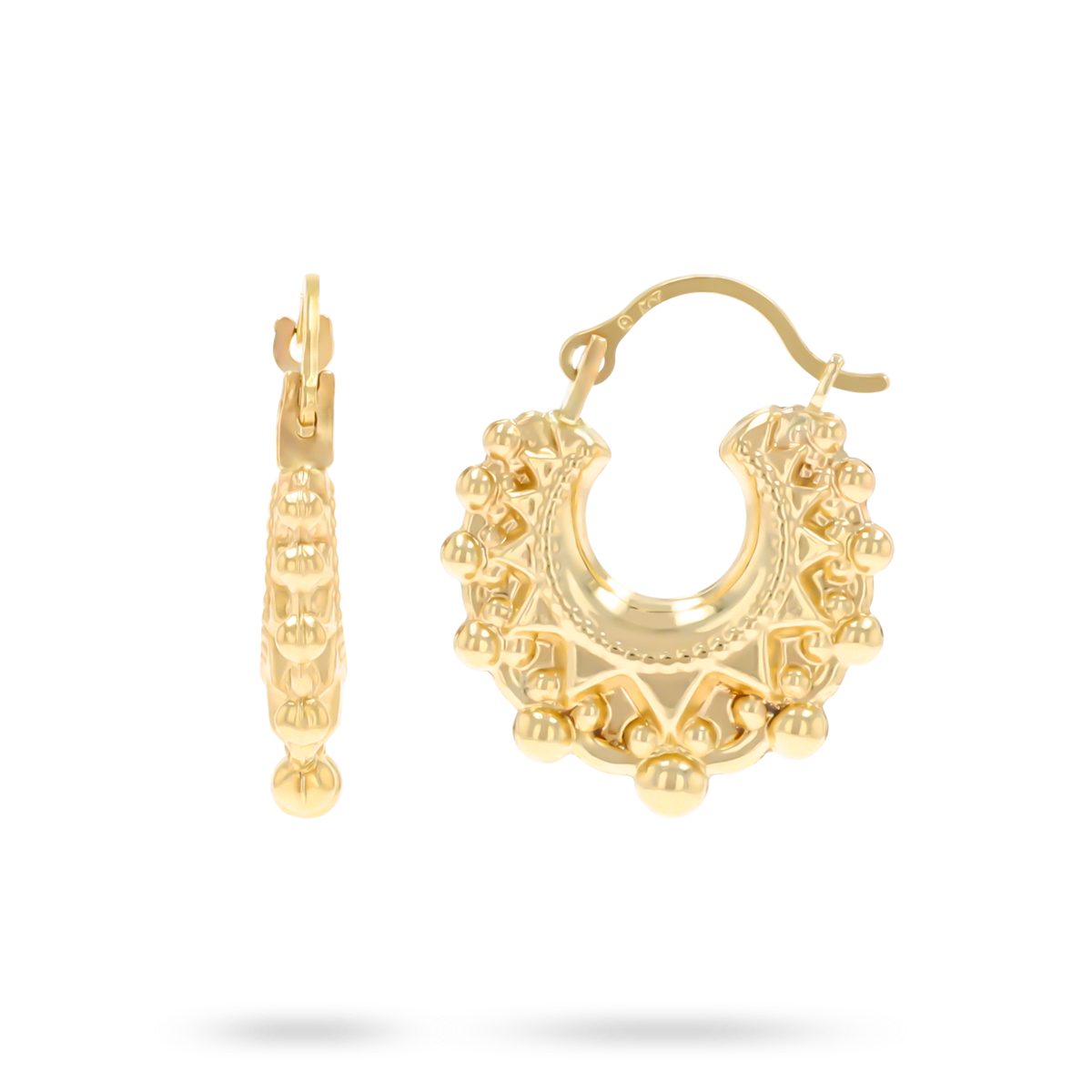 9ct Yellow Gold Micro Round Victorian Style Creole Earrings