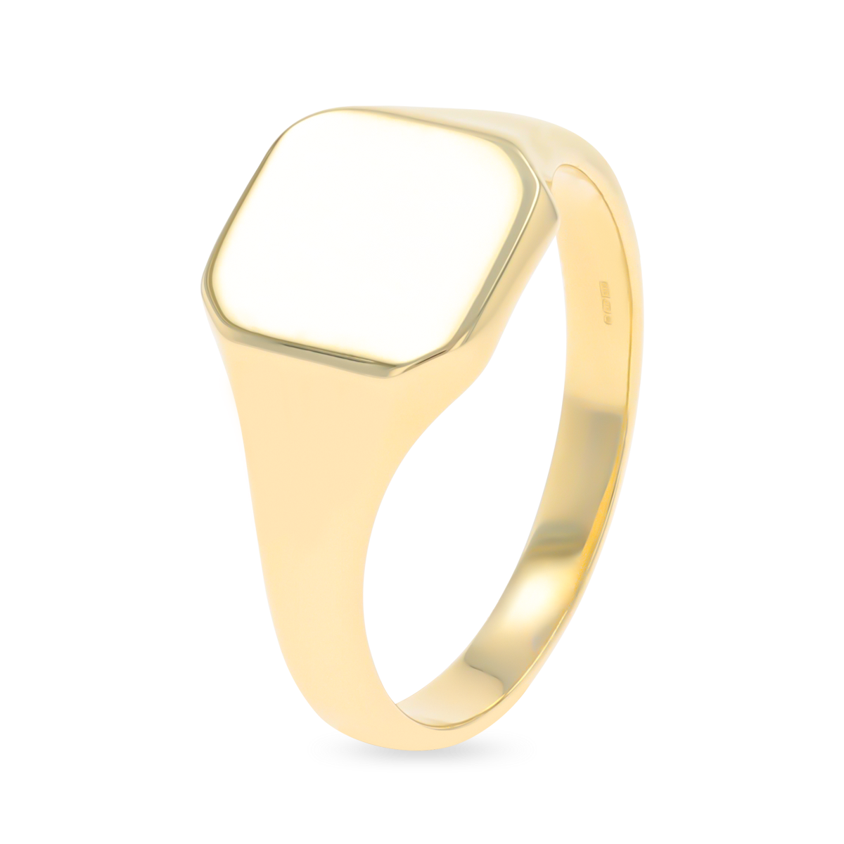 9ct Yellow Gold 11x11mm Plain Cushion Signet Ring