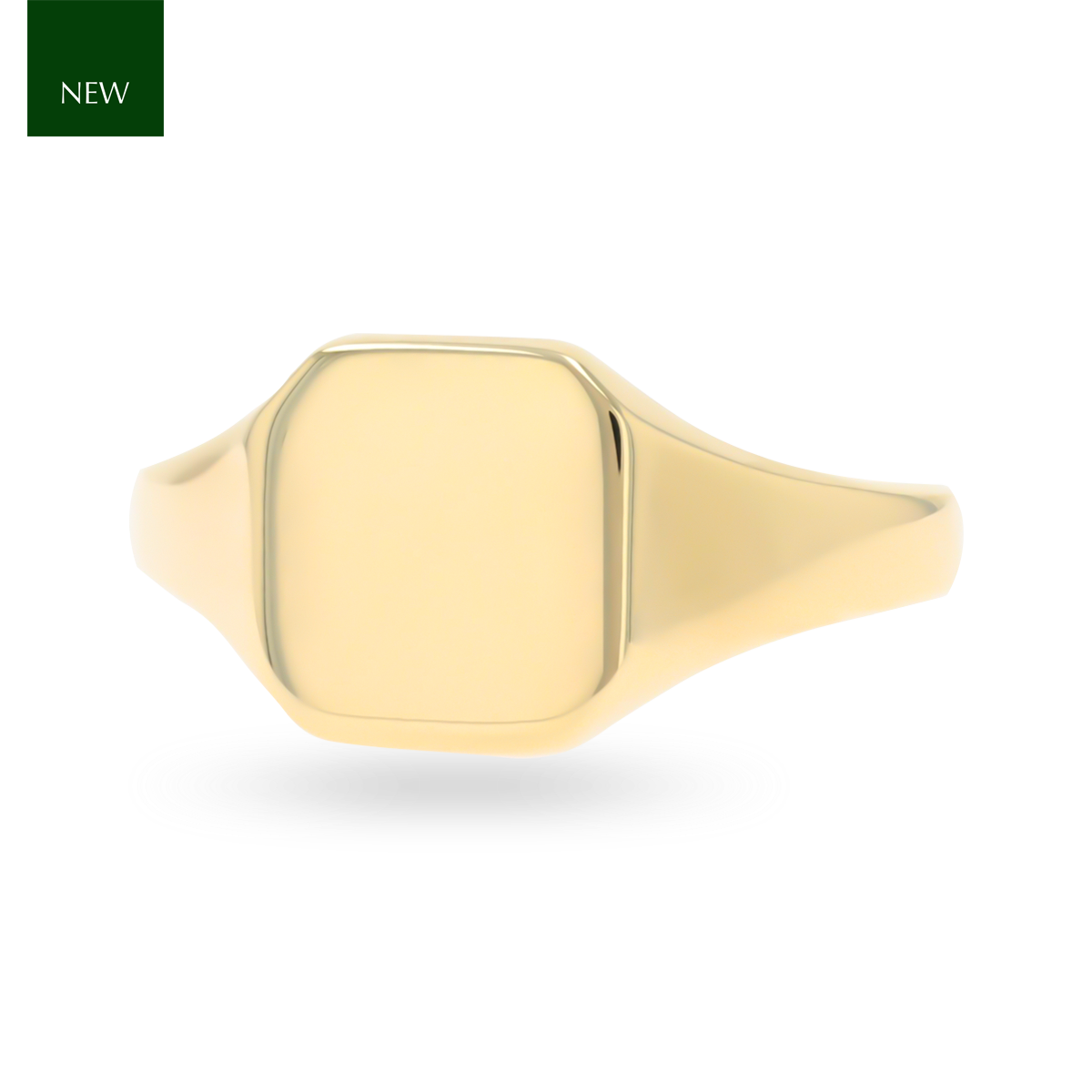 9ct Yellow Gold 11x11mm Plain Cushion Signet Ring