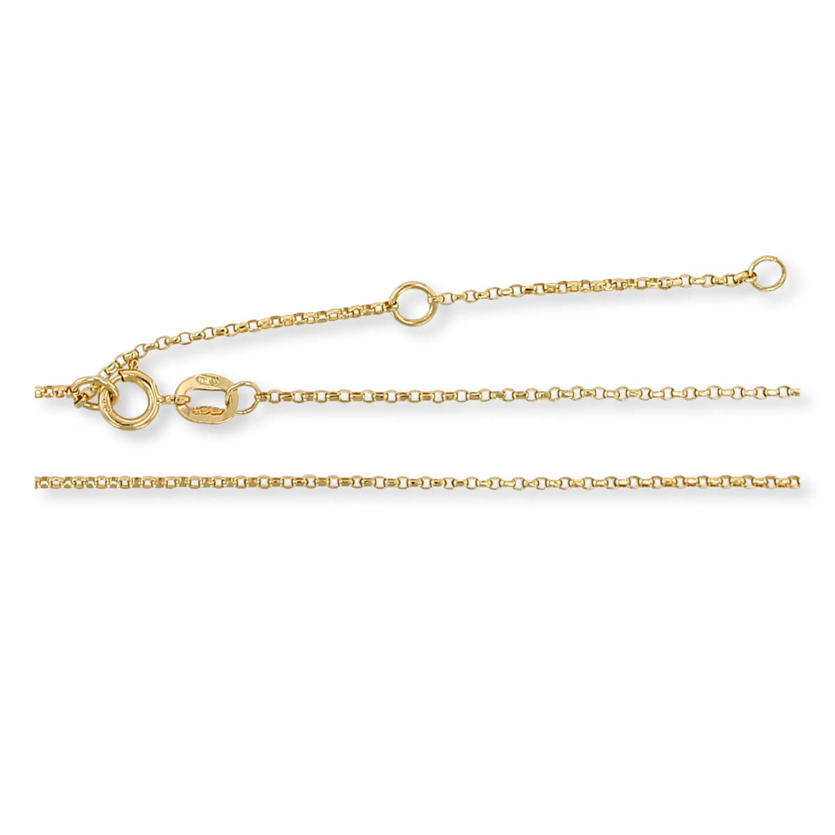 18ct Yellow Gold 16-18" Diamond Cut Belcher Chain - Clasp