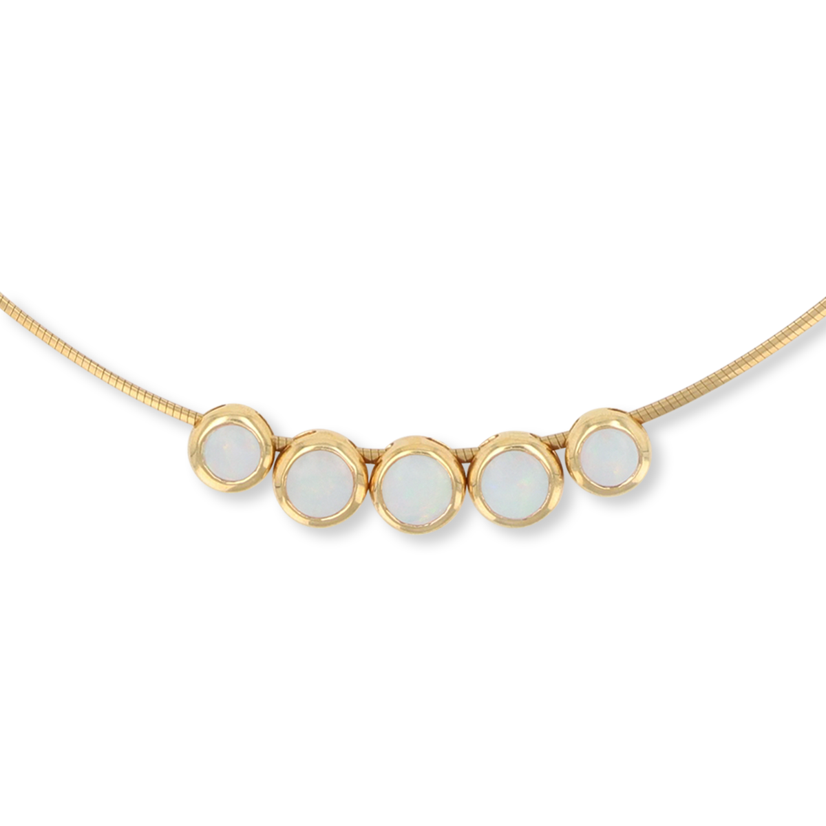 18ct Yellow Gold Graduated Opal Bezel Set Necklace