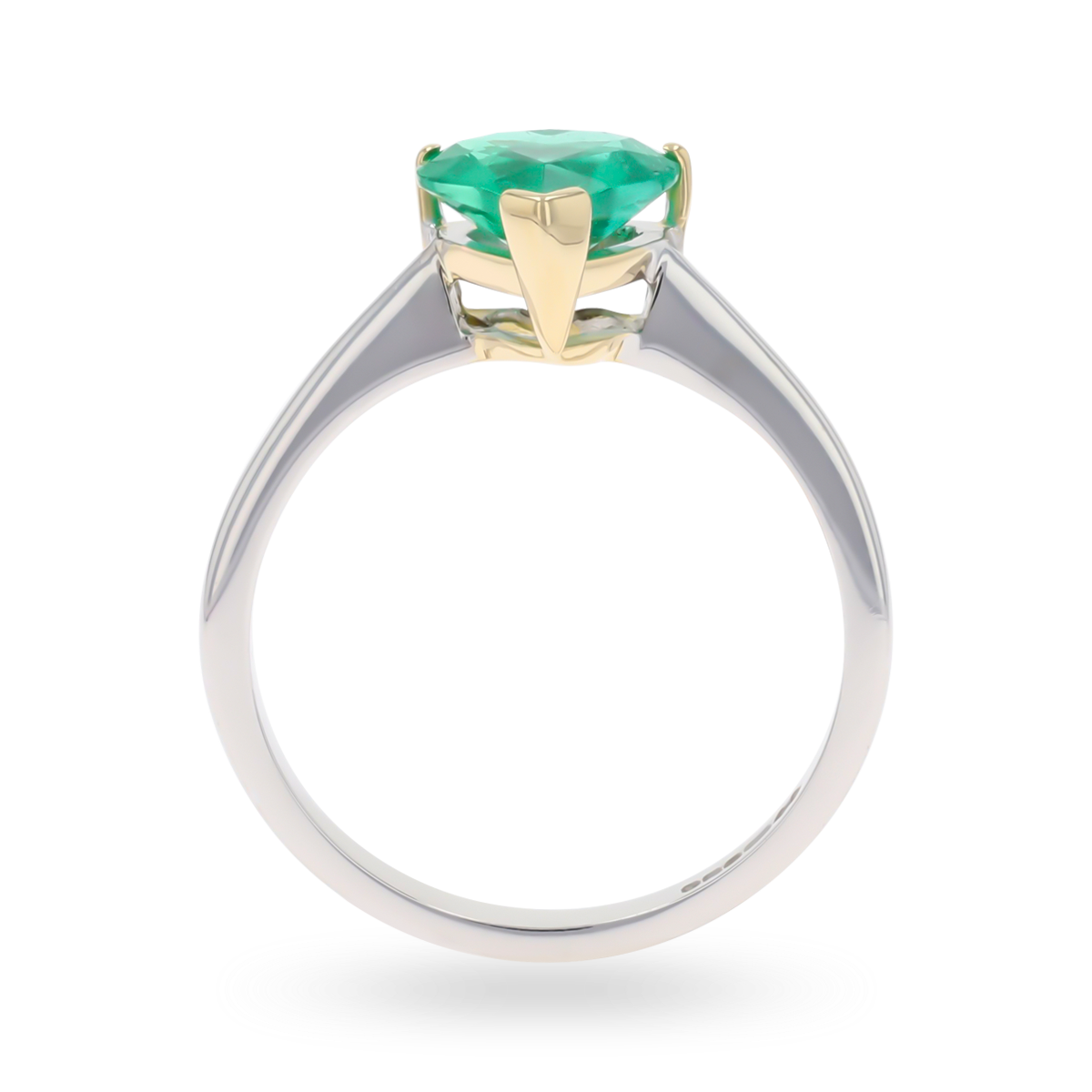 18ct Yellow & White Gold Heart Shaped Emerald Solitaire Ring