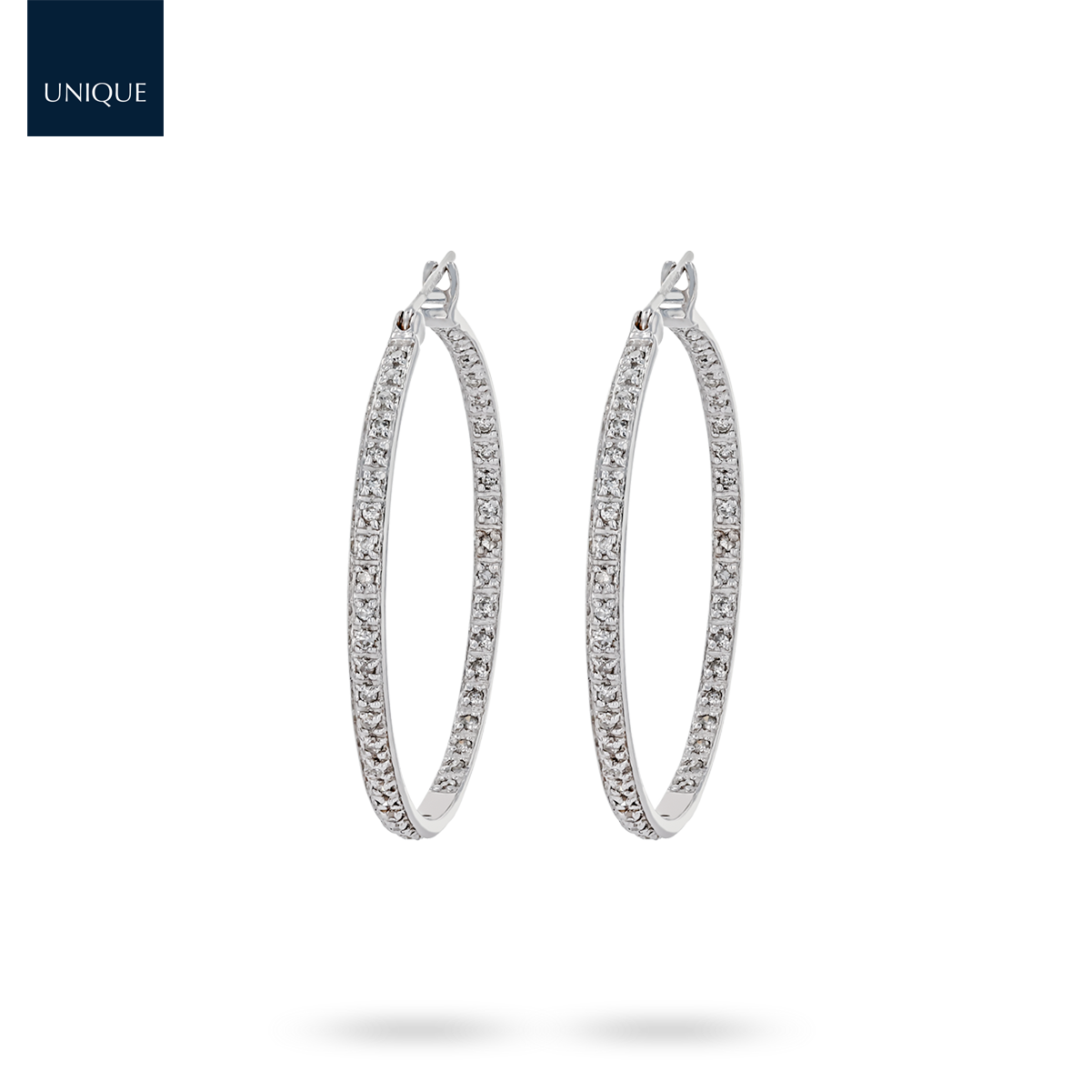 Large diamond hoop top earrings