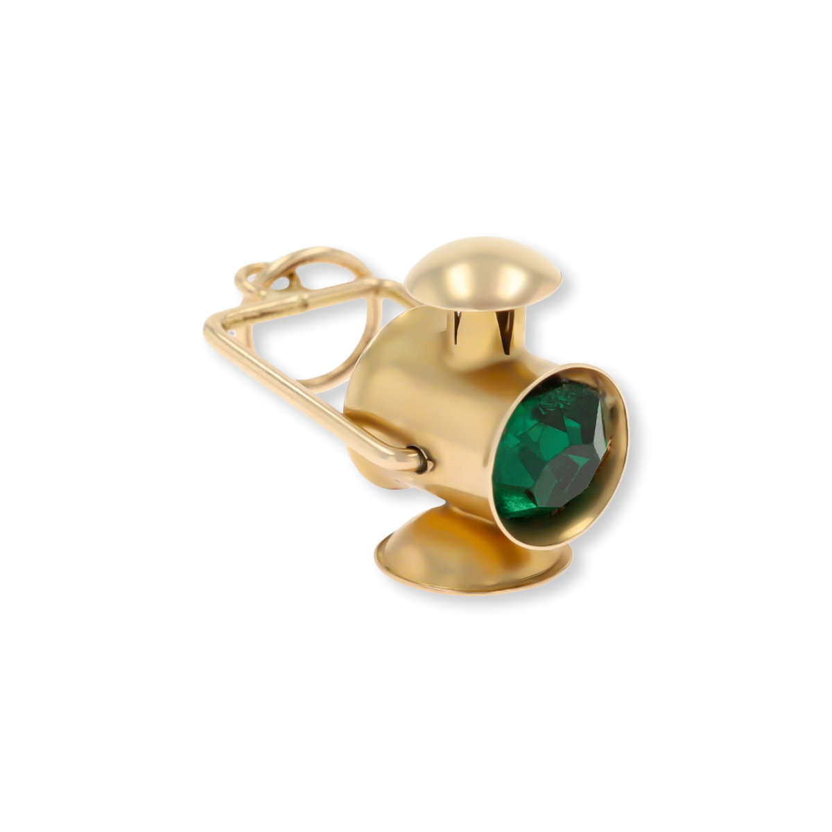 9ct Yellow Gold Red & Green Paste Lantern Charm