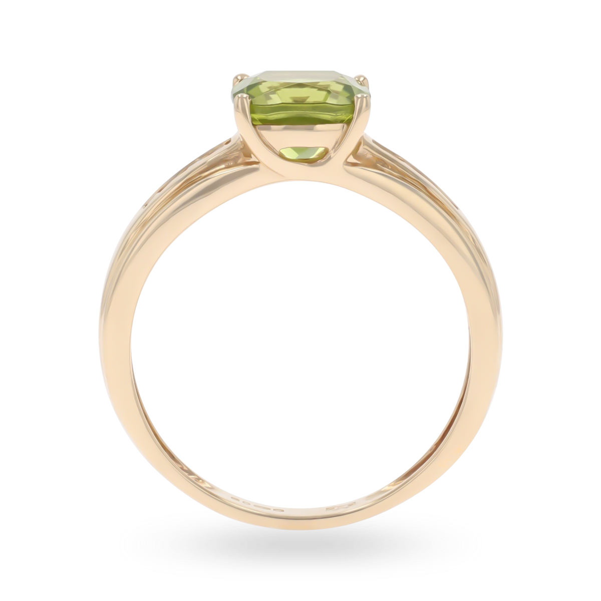 9ct Yellow Gold Cushion Cut Peridot & Diamond Ring