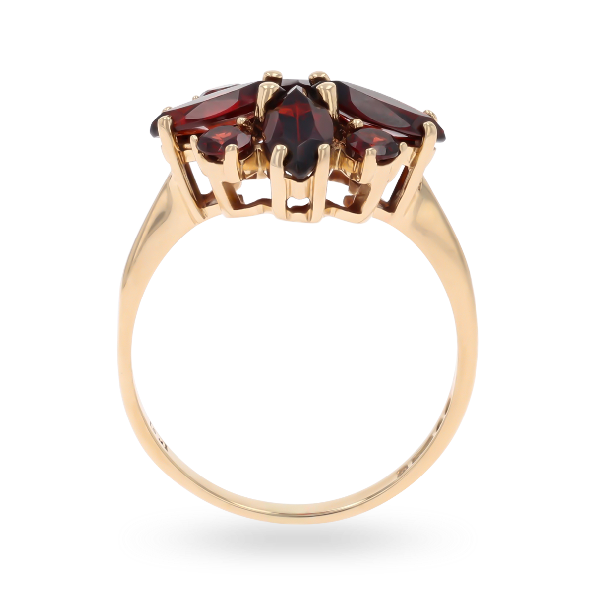 9ct Yellow Gold Marquise & Round Cut Garnet Cluster Ring