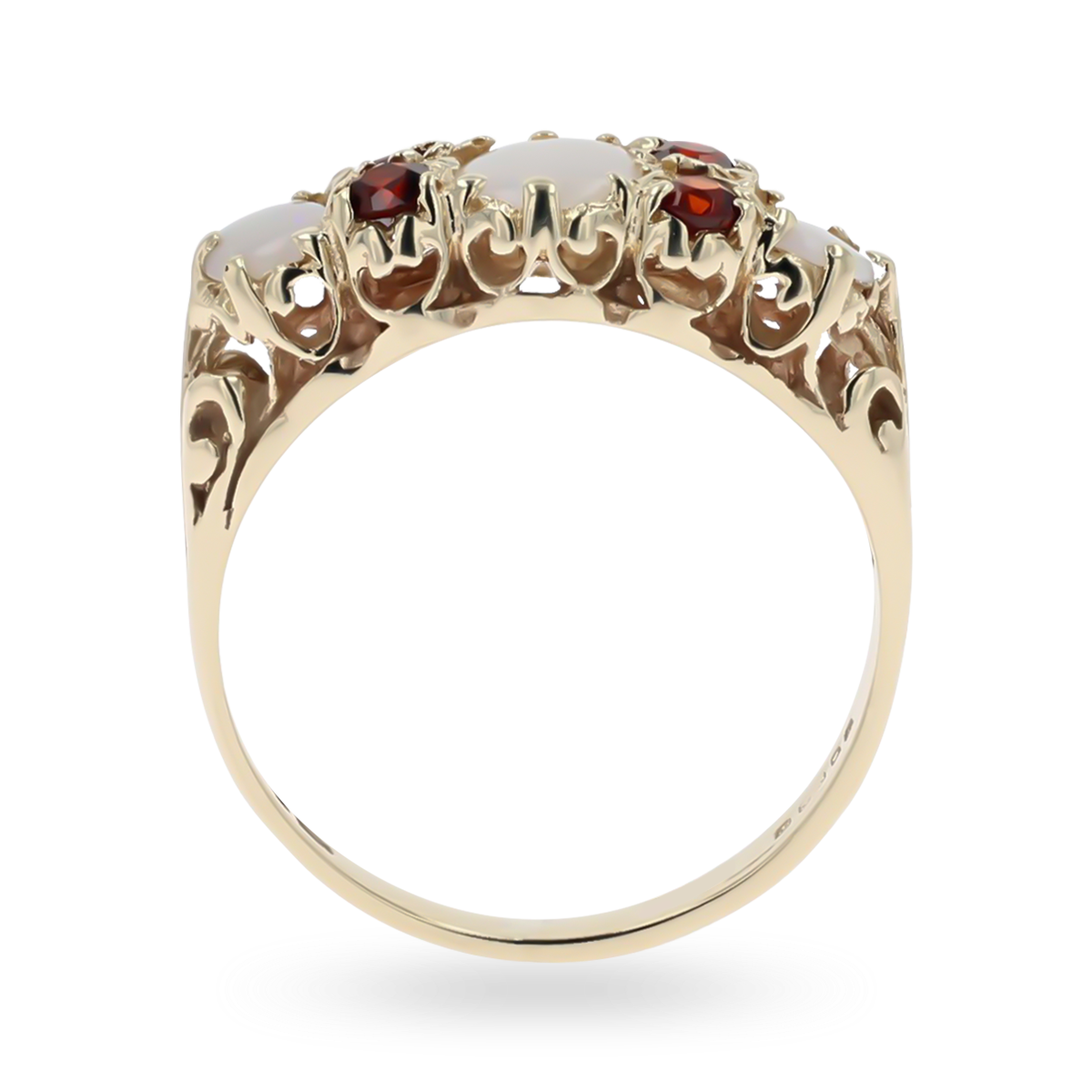 9ct Yellow Gold Opal & Garnet "Victorian" Style Ring