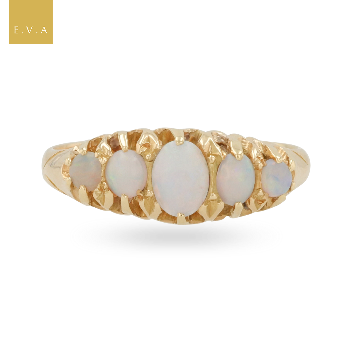 18ct Yellow Gold Antique Opal Five Stone Edwardian Ring