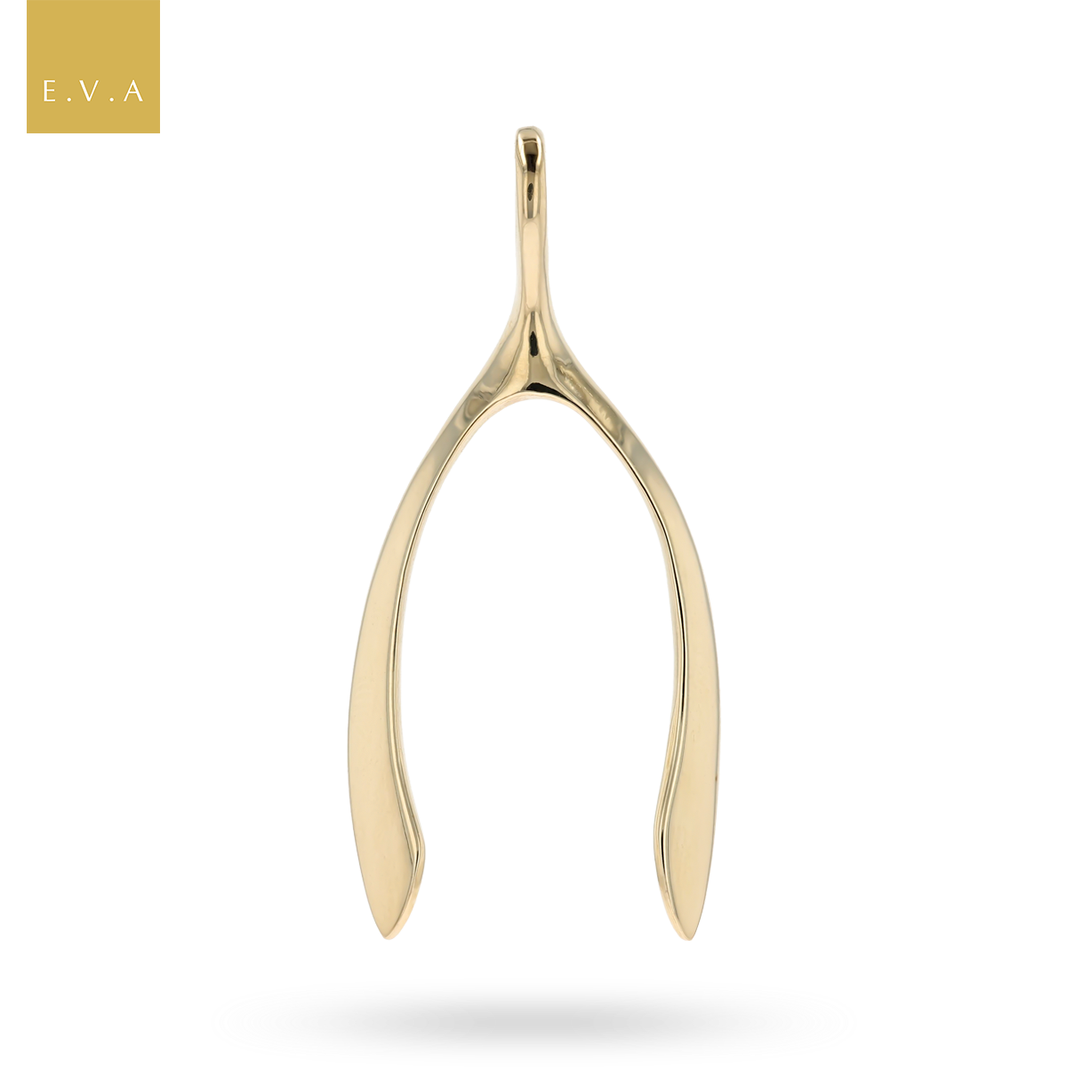 9ct Yellow Gold 39mm x 18mm Wishbone Pendant