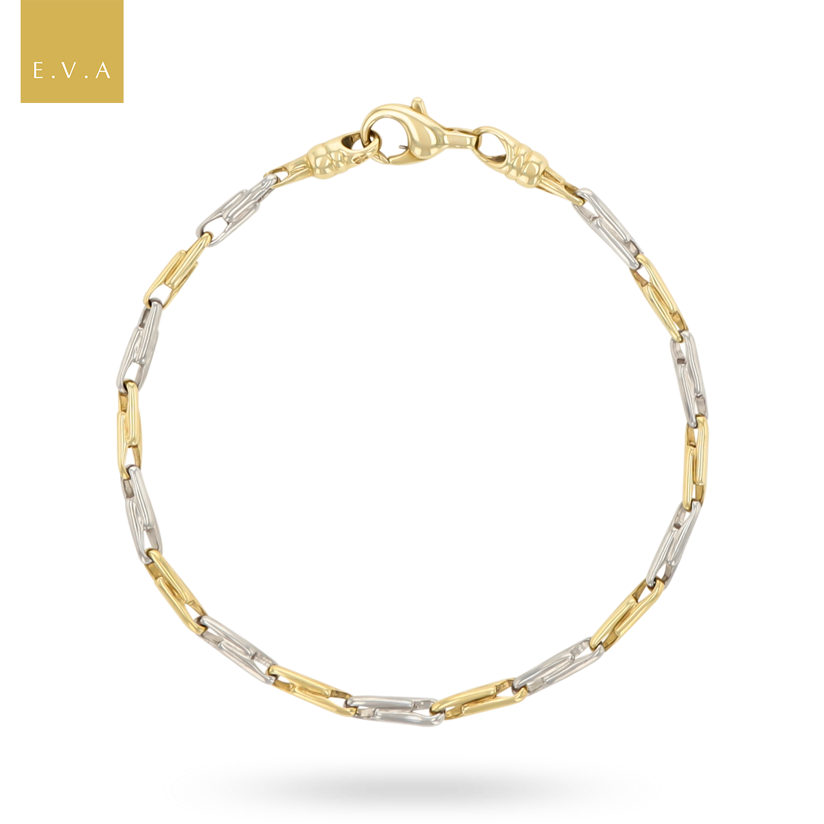 9ct Yellow & White Gold Interlocking Log Link Bracelet