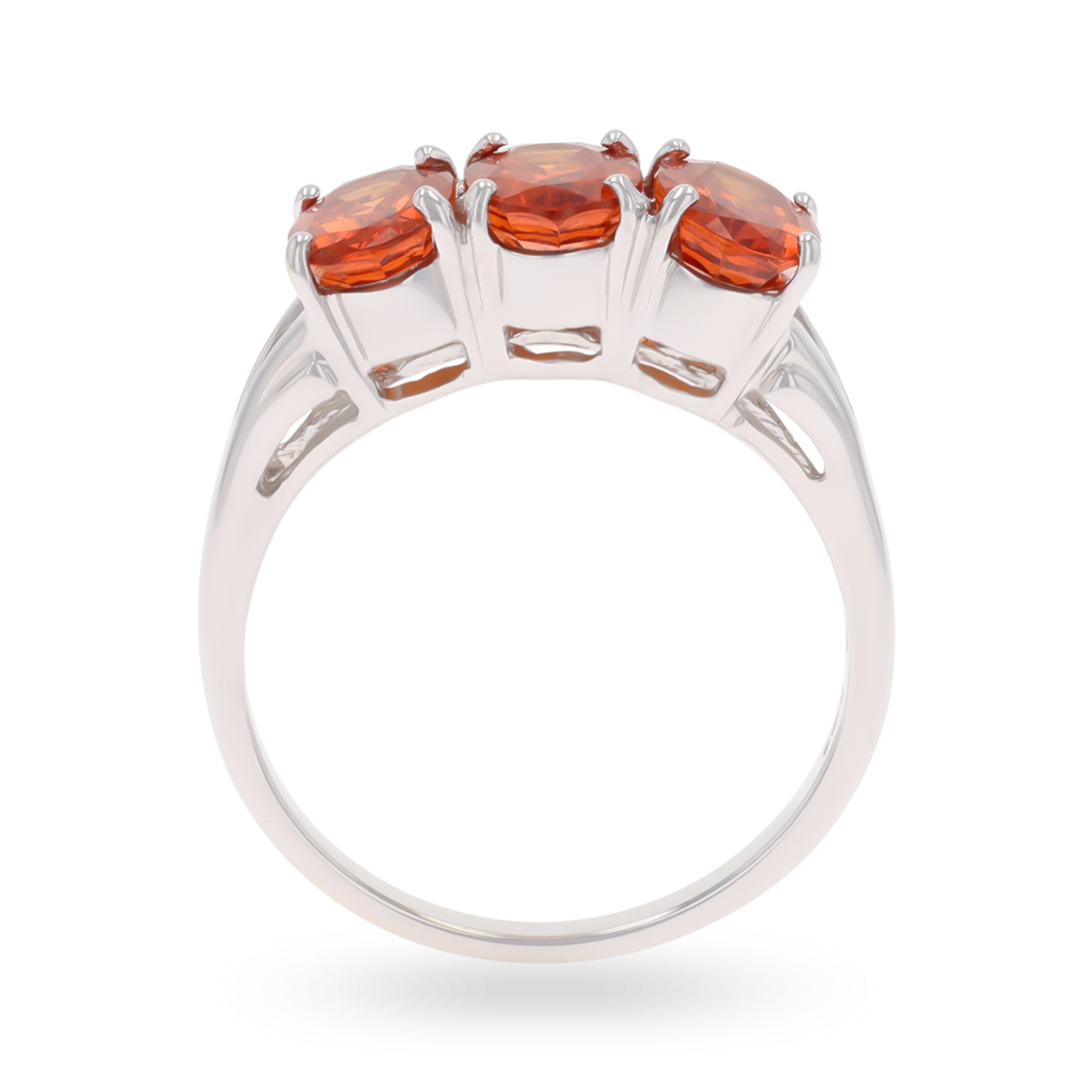 9ct White Gold Spessartine Garnet Trilogy Ring
