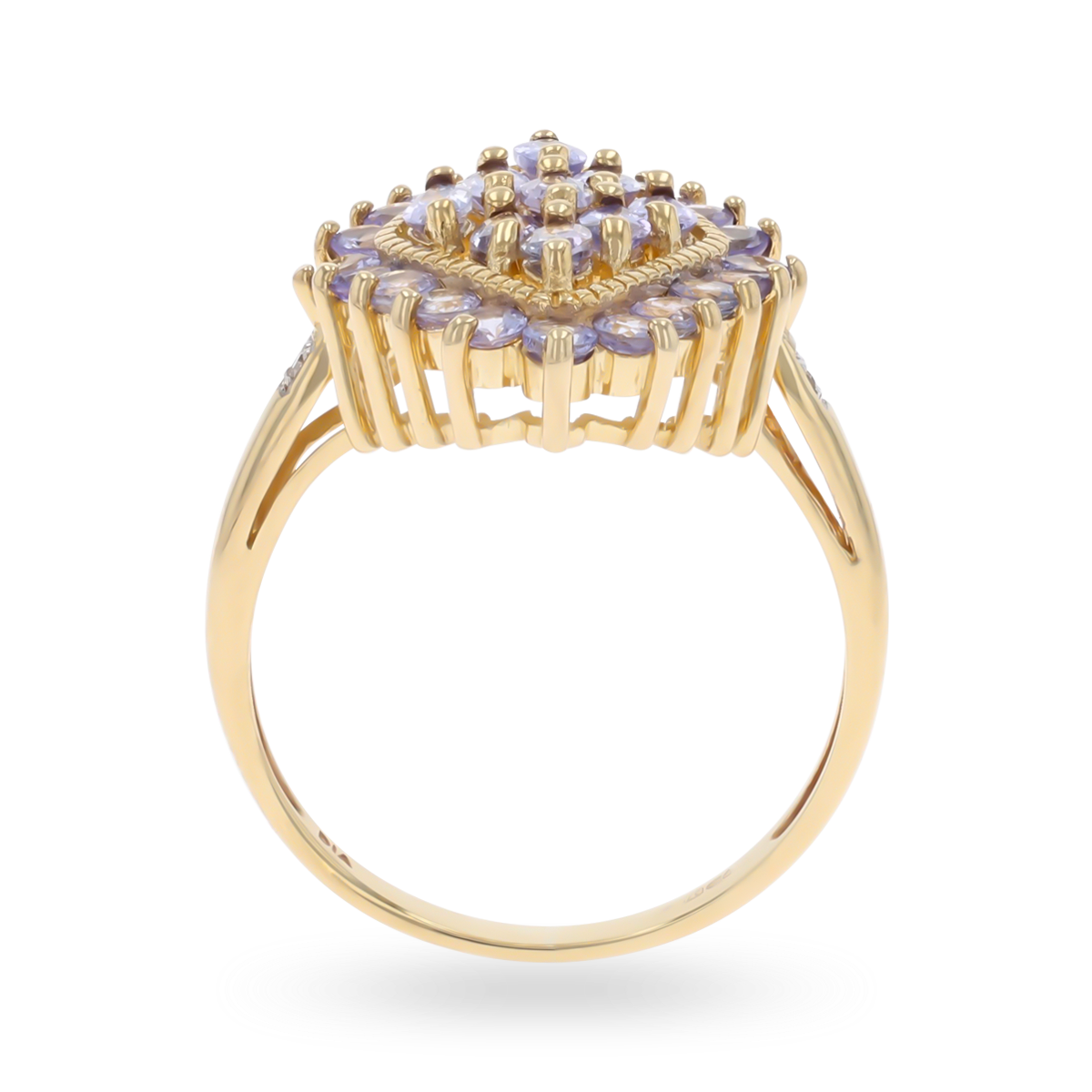 9ct Yellow Gold Marquise Shaped Tanzanite Cluster Ring