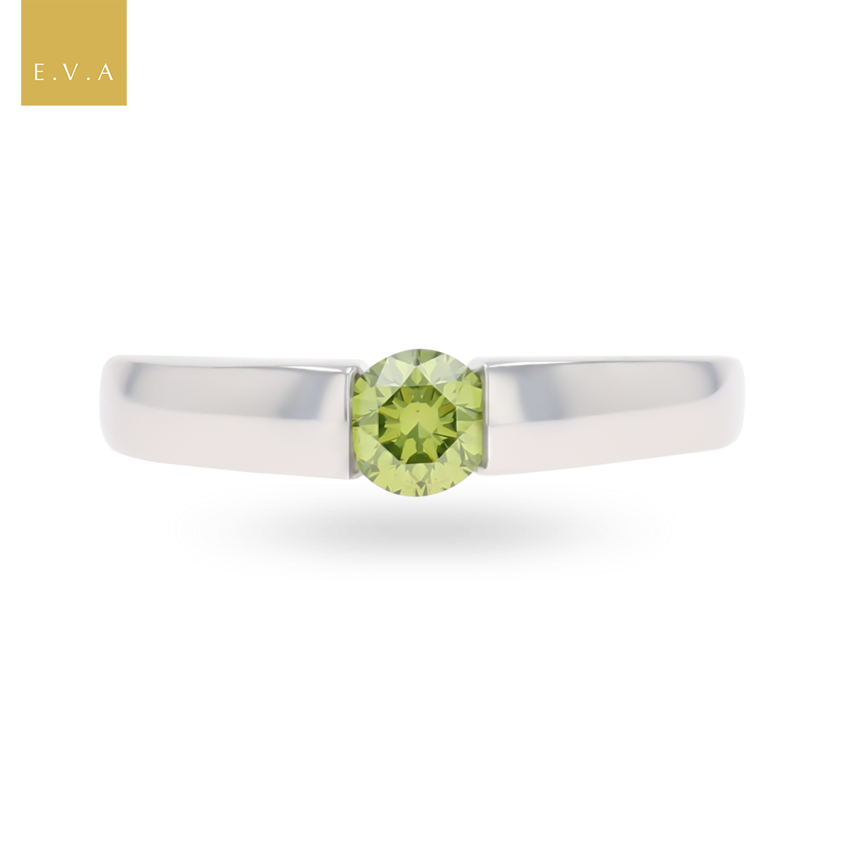 18ct White Gold Demantoid Garnet Solitaire Ring