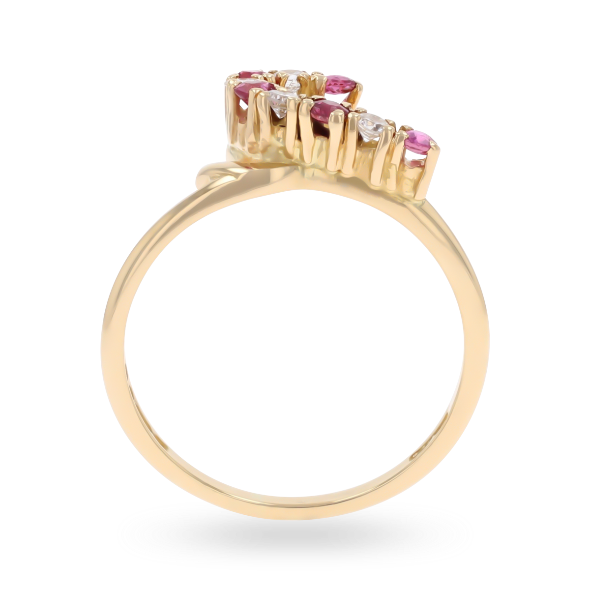 18ct Yellow Gold Ruby & Diamond Ribbon Ring